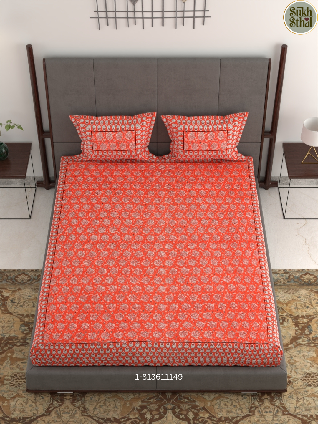 Cinnabar Orange (Flora - 4) 98 X 108 INCHES