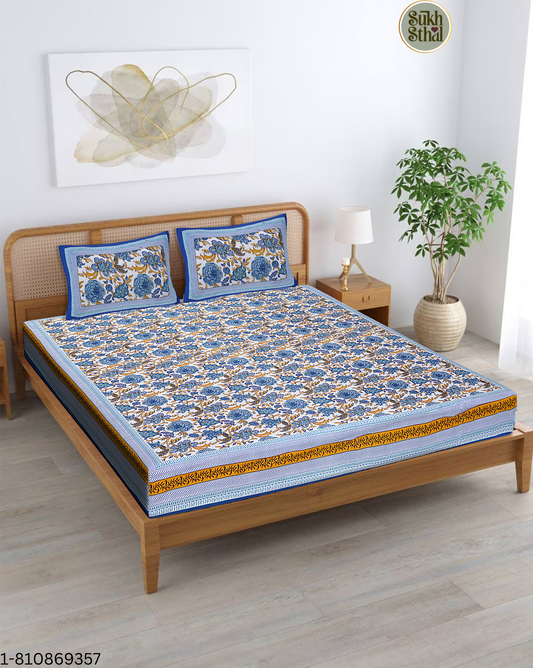 Endeavour Blue (Sundari Handblock - 2) 90 X 108 INCHES