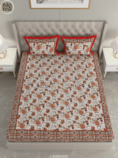 Fire Engine Red (Sundari Handblock - 3) 90 X 108 INCHES