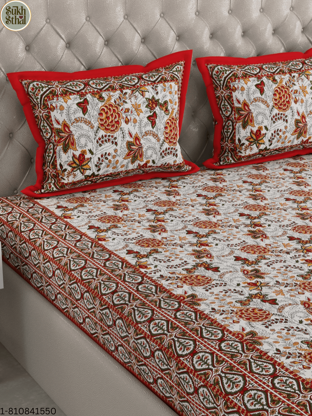 Fire Engine Red (Sundari Handblock - 3) 90 X 108 INCHES