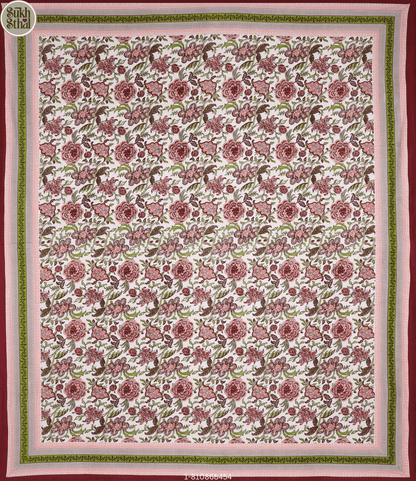 Pohutukawa Maroon (Sundari Handblock - 2) 90 X 108 INCHES