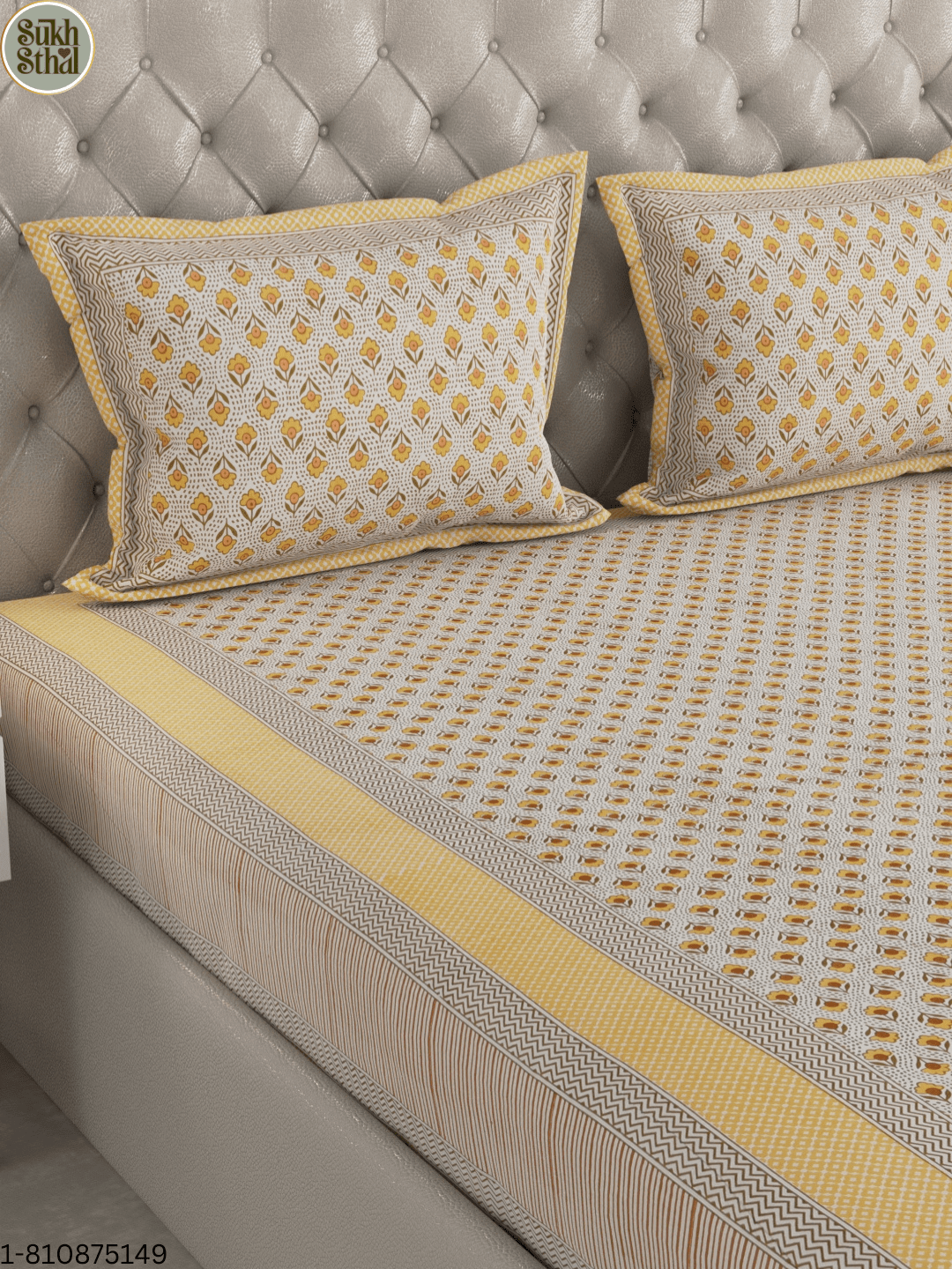 Rob Roy Yellow (Sundari Handblock -1)  90 X 108 INCHES